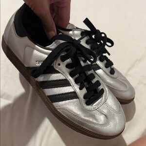 adidas Silver & Black Samba Sneakers